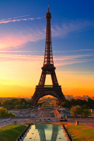 Sunset of Paris, Eiffel Tower, 240x320 wallpaper