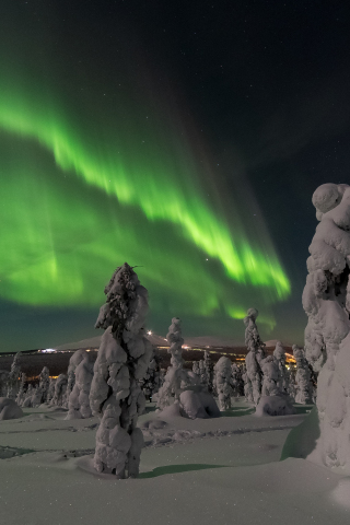 Aurora borealis, northen lights, sky, night, 240x320 wallpaper