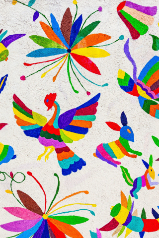 Colorful art, birds, animals, 240x320 wallpaper