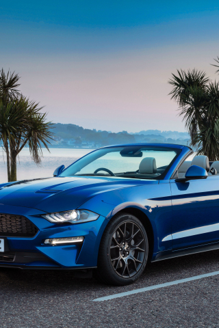 Ford Mustang Ecoboost, convertible, sports car, 2018, 240x320 wallpaper