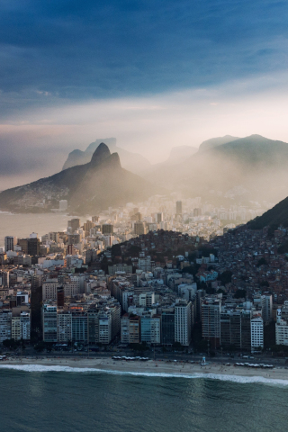 Rio de Janeiro, city, buildings and mountains, aerial view, 240x320 wallpaper