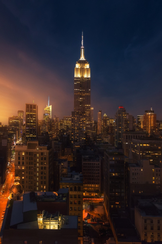 Cityscape, new york, Empire State building, night, 240x320 wallpaper
