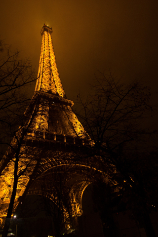 Eiffel Tower, architecture, night, 240x320 wallpaper