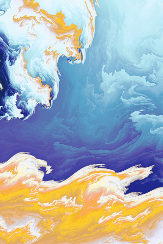Yellow blue clouds, fractal, digital art, 240x320 wallpaper