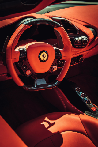 Ferrari car, steering, interior, 240x320 wallpaper
