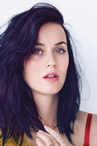 Katy Perry, purple hair, 2019, 240x320 wallpaper
