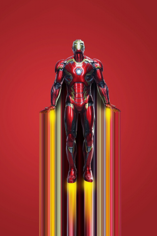 2020 Iron man, flight, minimal art, 240x320 wallpaper
