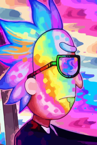 Rick and Morty, Rick, drive, colorful, 240x320 wallpaper