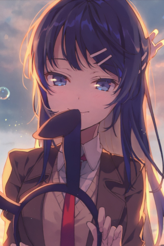 Beautiful, anime girl, Mai Sakurajima, 240x320 wallpaper