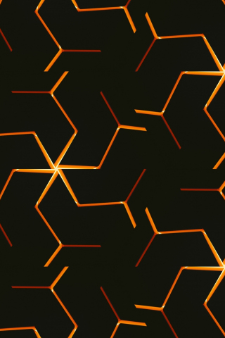 Orange glowing edges, lines, dark surface, 240x320 wallpaper