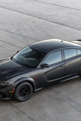 Car, top-side view, Dodge Charger, Black, 240x320 wallpaper