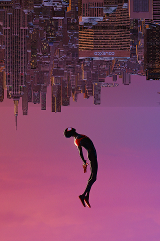 Spiderman, upside-down dive, fan art, 2021, 240x320 wallpaper