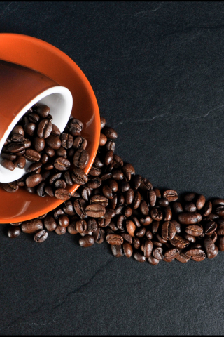 Coffee beans, cup, 240x320 wallpaper