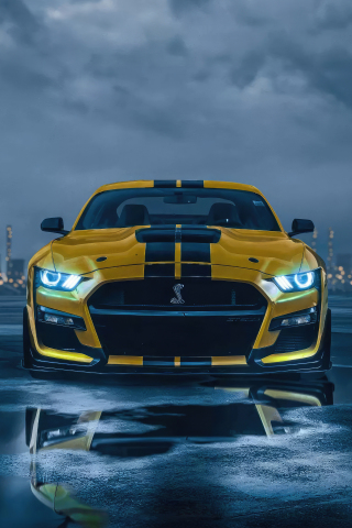 Yellow Speedster Ford Mustang, 2023, 240x320 wallpaper