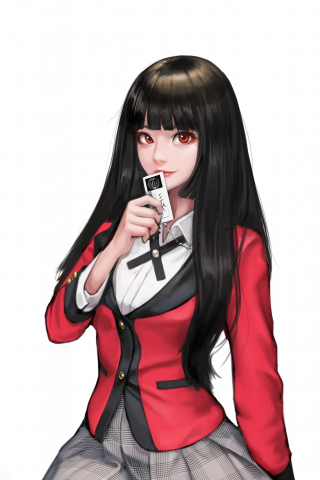 Kakegurui, anime girl, red blazer, Yumeko Jabami, 240x320 wallpaper