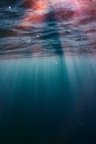 Underwater, sunrays, blue water, sea, 240x320 wallpaper