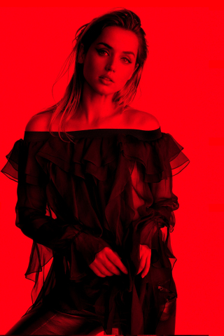Ana de Armas, black dress, 2019, 240x320 wallpaper