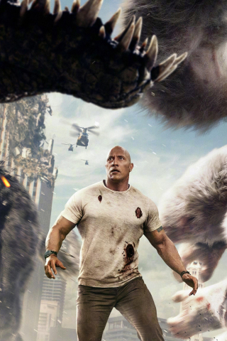Rampage, Gorilla, wolf, chinese poster, 2018 movie, 240x320 wallpaper