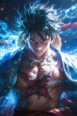 Angry Monkey D. Luffy, legacy pirate anime, art, 240x320 wallpaper