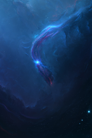Blue nebula, space, dark, clouds, 240x320 wallpaper