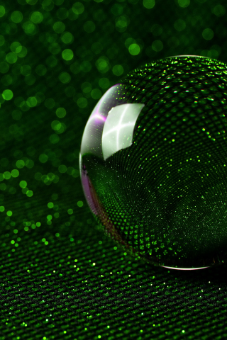 Sphere, 3D, glass ball, green glitter, 240x320 wallpaper