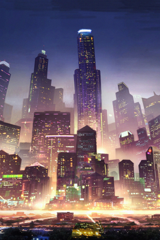 Metropolis, cityscape, buildings, futuristic, art, 240x320 wallpaper