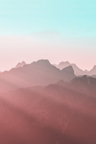 Mountains, horizon, hill, sunset, minimal, 240x320 wallpaper