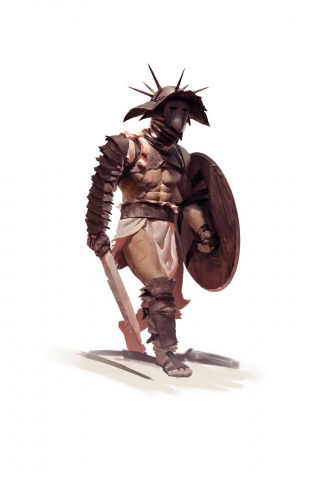 Gladiator, warrior, minimal, art, 240x320 wallpaper
