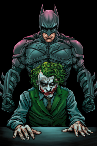 Batman vs Joker, interrogation, art, 240x320 wallpaper