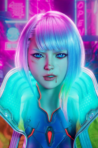 Lucy, Cyberpunk Edgerunners, digital art, 240x320 wallpaper
