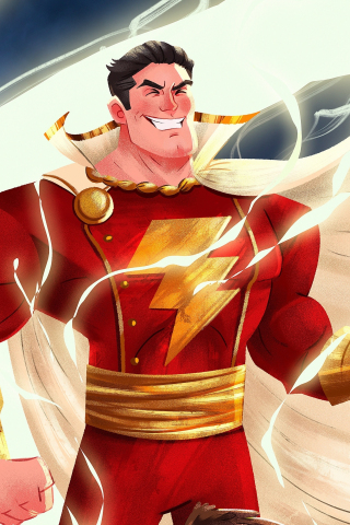 Shazam!, superhero, lightning, art, 240x320 wallpaper