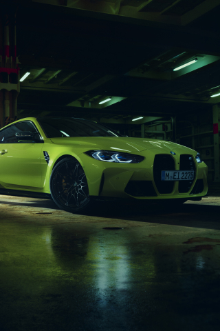 Green BMW M4 Competition X Alcantara, 2023, 240x320 wallpaper