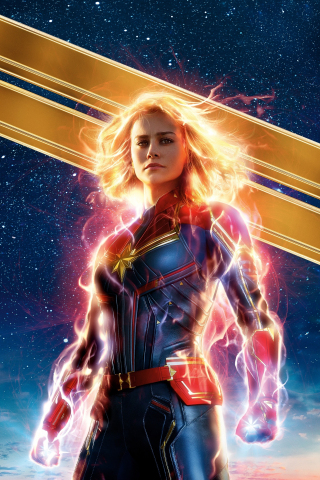 Captain Marvel, 2019 movie, celebrity, blonde, Brie Larson, 240x320 wallpaper