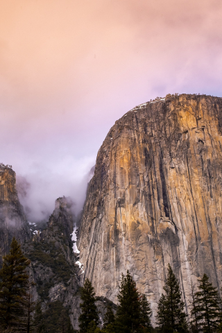 Yosemite Park, Half Dome, rocky cliff, nature, 240x320 wallpaper
