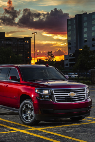Red, suv, Chevrolet Tahoe, front, 240x320 wallpaper