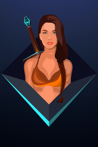 Girl warrior, The Elder Scrolls V: Skyrim, video game, minimal, artwork, 240x320 wallpaper