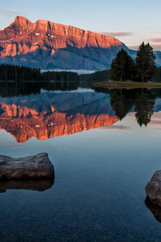 Banff national park, lake, nature, rocks, reflections, 240x320 wallpaper