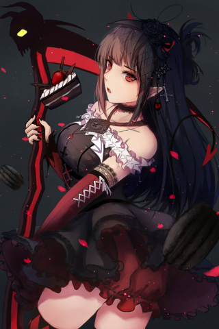 Dark, anime girl, ruby rose, 240x320 wallpaper