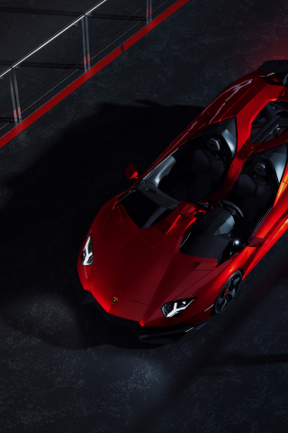 Lamborghini Aventador R, red sports car, fan art, 240x320 wallpaper