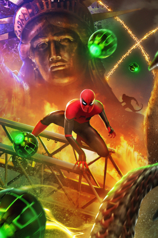 Spider-Man: No Way Home, movie poster, all spider-men, 2022, 240x320 wallpaper
