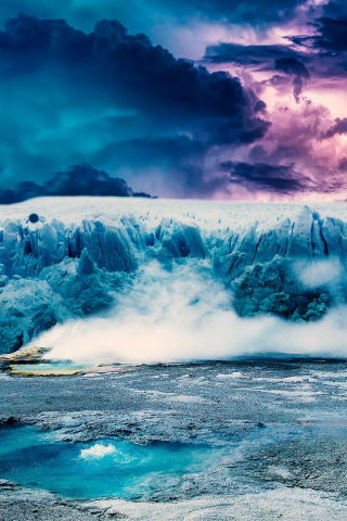 Photoshop, iceberg, glacier, clouds, landscape, 240x320 wallpaper