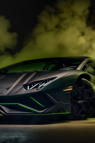 Lamborghini and smoke, sporcar art, 240x320 wallpaper