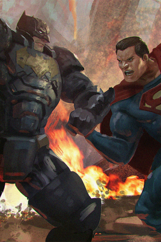 Batman vs superman, superhero's fight, artwork, 240x320 wallpaper