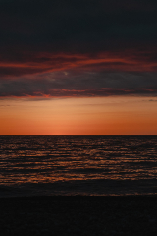 Calm sunset, seascape, sea, orange sky, 240x320 wallpaper