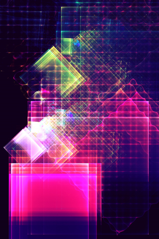 Abstract, fractal, multicolored, grid, lines, squares, 240x320 wallpaper