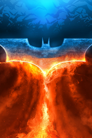 Batman, fire, rise of superhero, logo, 240x320 wallpaper