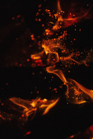 Dark, fire, orange flames, 240x320 wallpaper