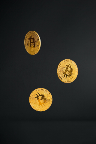 Coins, golden bitcoin, cryptocurrency, 240x320 wallpaper