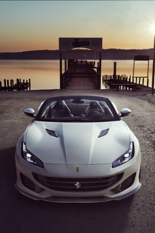 White Ferrari Portofino, sports car, 240x320 wallpaper