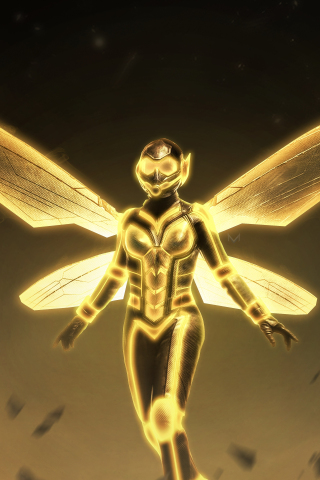 Yellow suit, superhero, wasp, art, 240x320 wallpaper